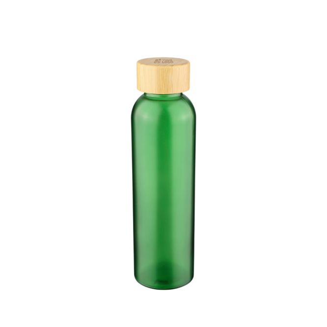 Botella de vidrio glaseado en colores con tapa rosca bambú 500ml