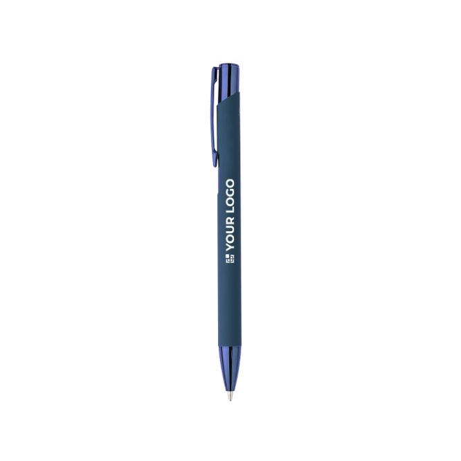 Bolígrafo pulsador de aluminio reciclado y goma de tinta azul