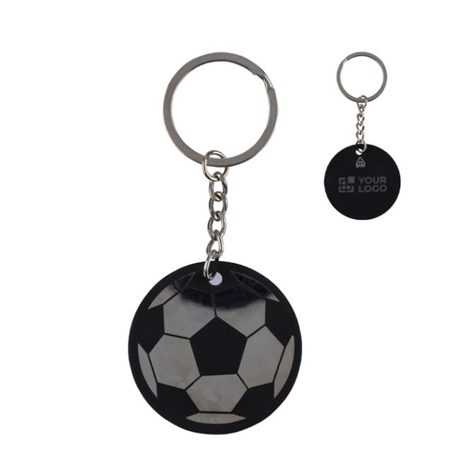 Llavero con diseño de balón de acero inoxidable y caucho