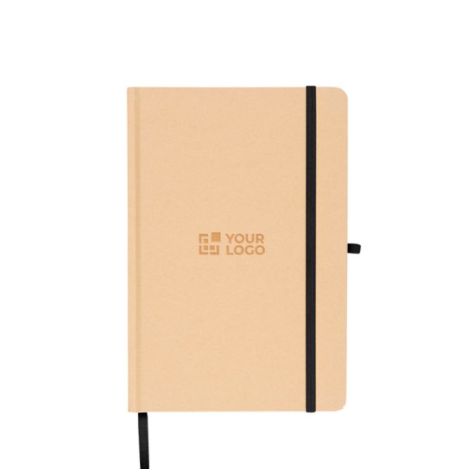 Libreta con tapa rígida de kraft con goma elástica A5 hojas a rayas