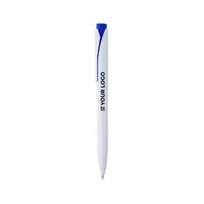 Bolígrafo de plástico reciclado con clip y tinta Dokumental azul