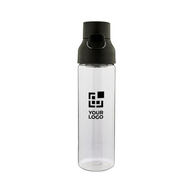 Botella de tritán transparente tapa de color y cierre de clic 750ml