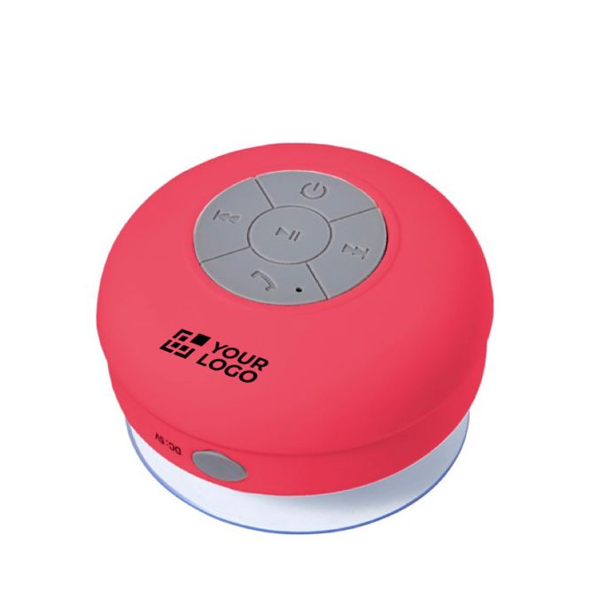 Altavoz multifunción de plástico engomado de colores color rojo vista de impresión