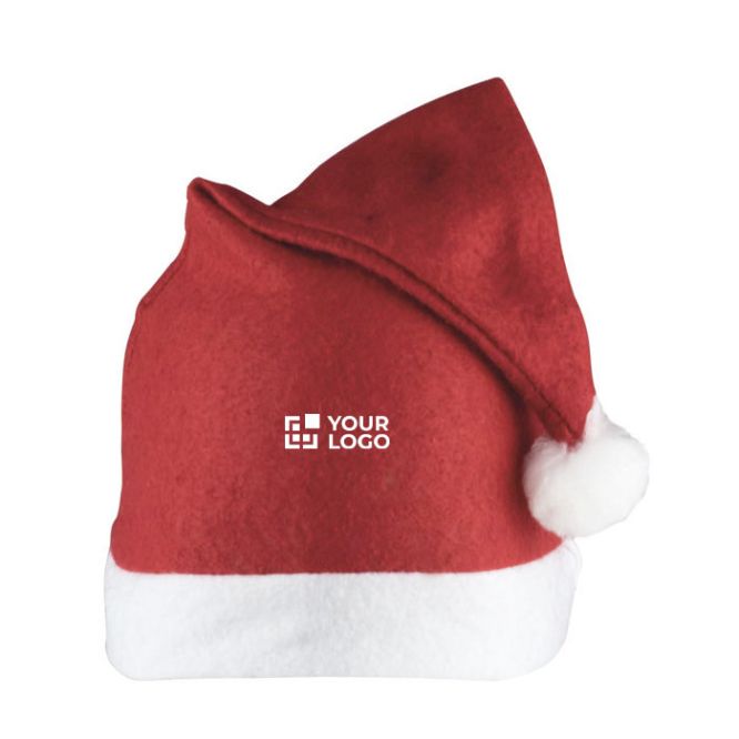 Gorro clásico de Papá Noel de fieltro con ribete y bolita blanca color rojo vista principal