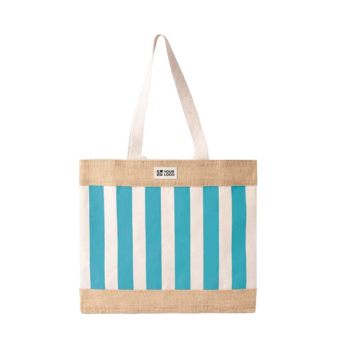 Bolsa en algodón reciclado y yute con diseño cuadriculado 220g/m²
