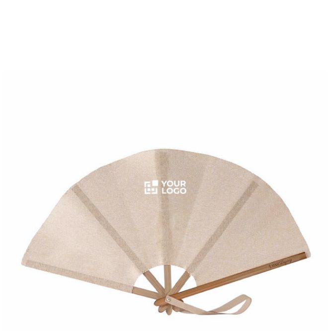 Abanico plegable de bambú y poliéster para eventos 23cm