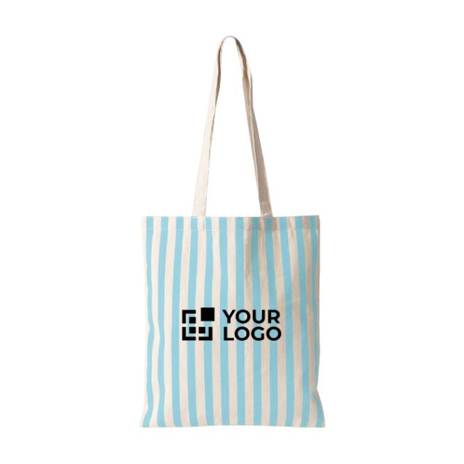 Bolsa de algodón reciclado con asas largas y diseño rayado 180g/m²