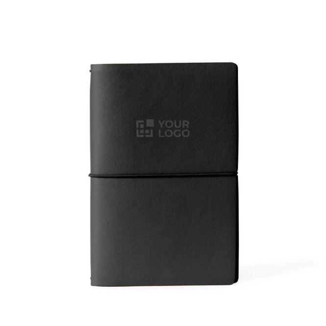 Libreta cartón con funda protectora con elástico y hojas en blanco A5