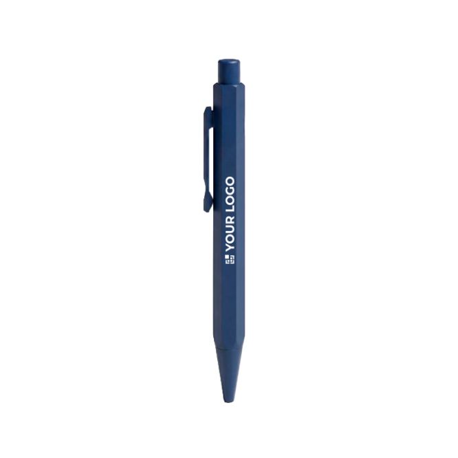 Bolígrafo de aluminio con mecanismo pulsador y tinta azul