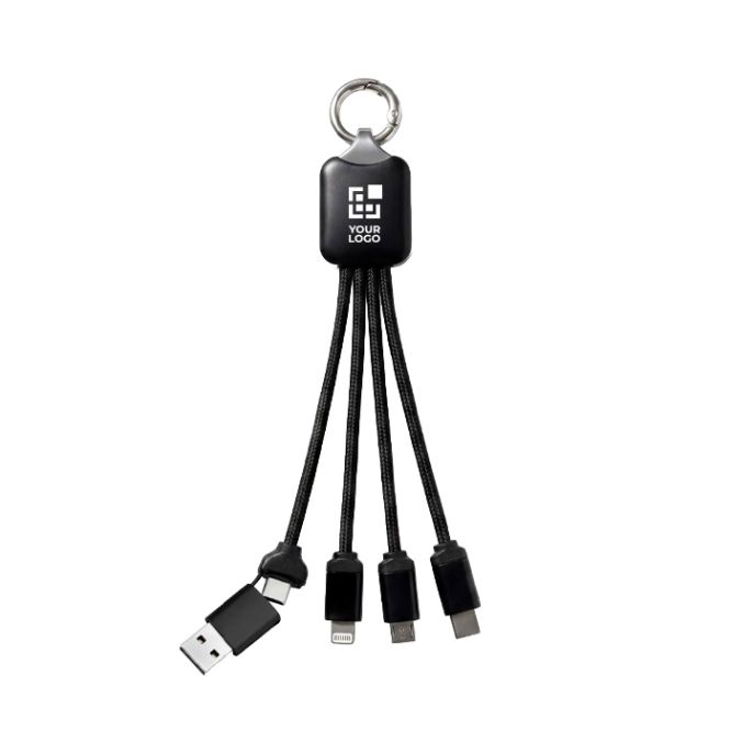 Cable multicarga 4 en 1 con múltiples conexiones y mosquetón 10W