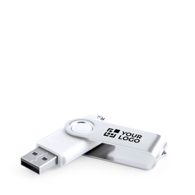 USB de plástico reciclado resistente con clip metálico giratorio