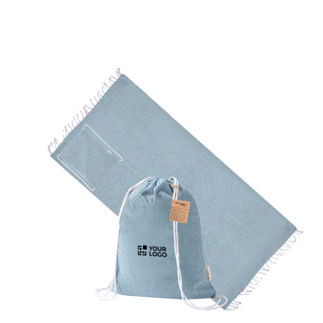 Mochila de cuerdas con pareo plegable en algodón reciclado 170g/m²