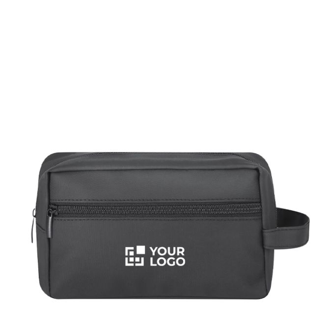 Neceser multiusos con asa de mano en piel sintética y bolsillo frontal