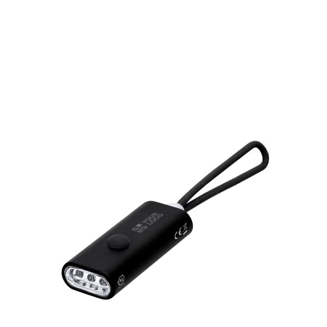 Linterna de aluminio reciclado con 3 LEDs y asa silicona