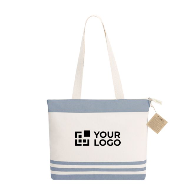 Bolsa de algodón reciclado de hombro con fuelle y cremallera 300g/m²
