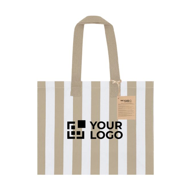 Bolsa de algodón reciclado con fuelle y asas largas 310g/m²