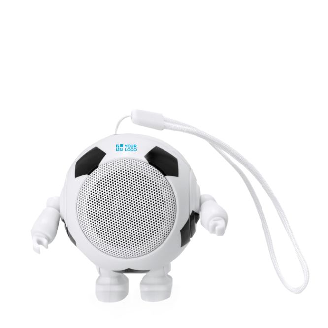 Altavoz bailarín con diseño de balón de fútbol y asa de transporte