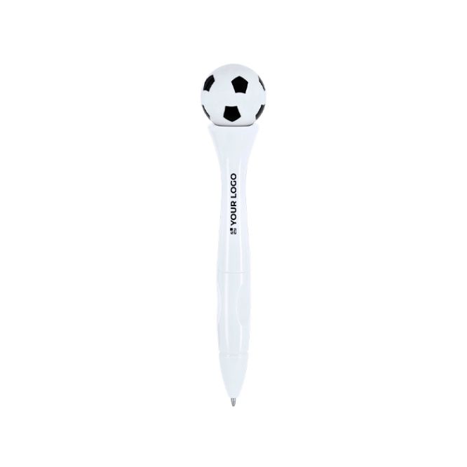Bolígrafo antiestrés giratorio con diseño de balón fútbol tinta azul