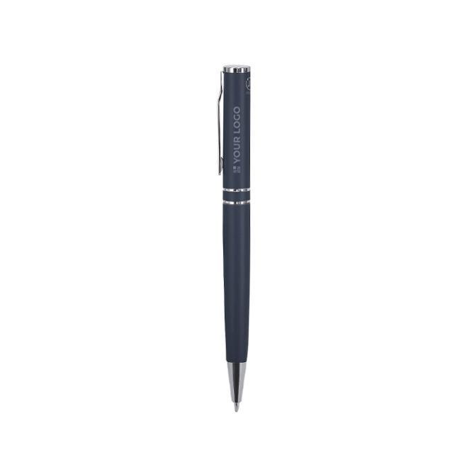 Bolígrafo giratorio de aluminio reciclado y acabado mate tinta azul