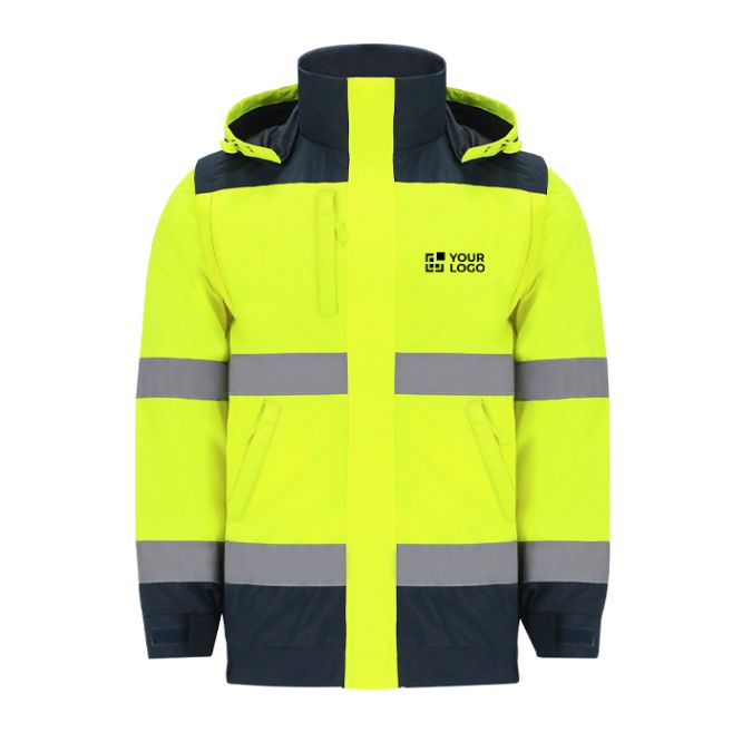 Chaqueta de alta visibilidad unisex anti lluvia y viento con capucha