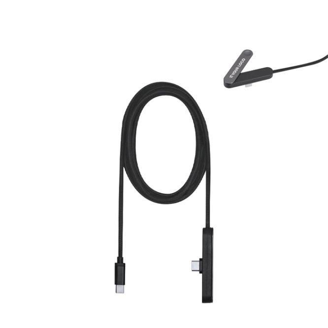 Cable cargador USB-C de plástico reciclado con soporte para móvil 60W
