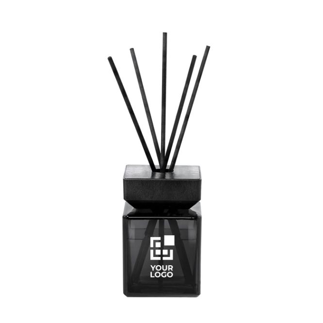 Difusor aromático de cristal negro con 5 varillas de fibra 200ml