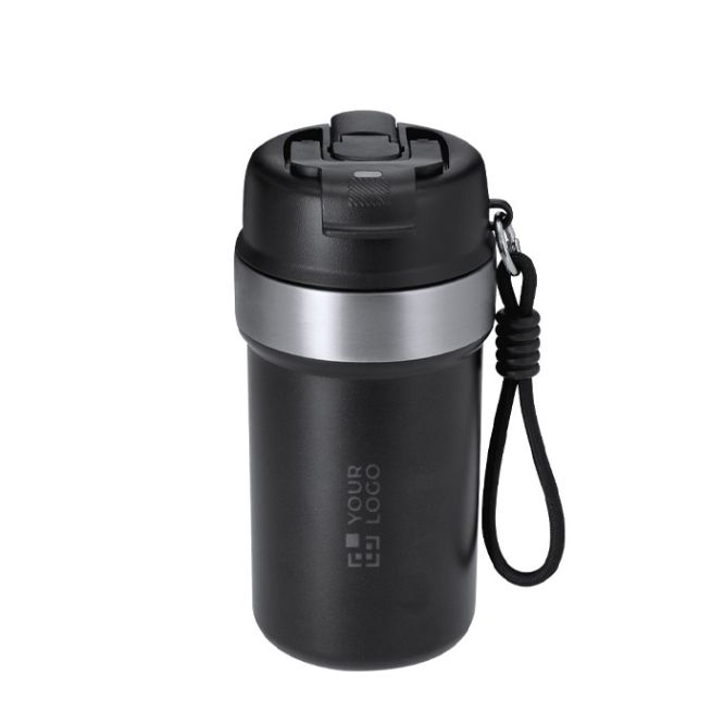 Vaso térmico de acero inoxidable reciclado con asa y pajita 490ml