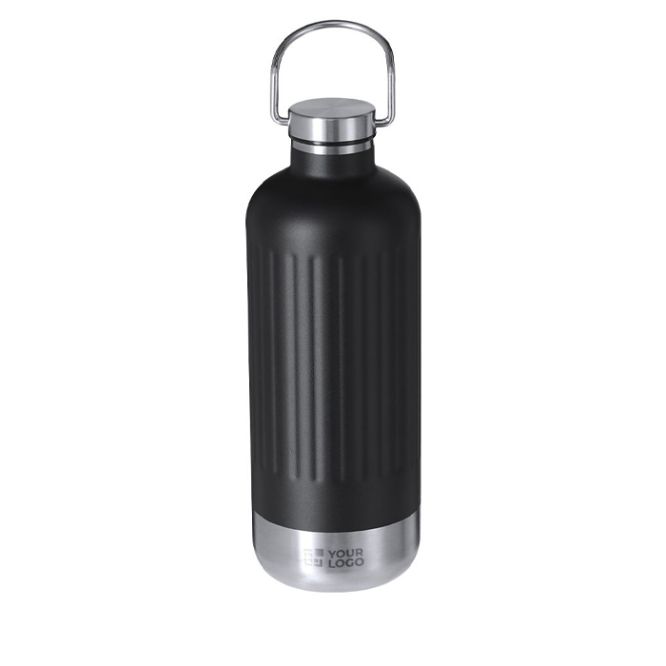 Botella térmica de acero inox. reciclado con tapón hermético y asa 800ml