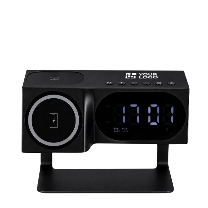 Estación de carga inalámbrica con altavoz y reloj digital 1200mAh