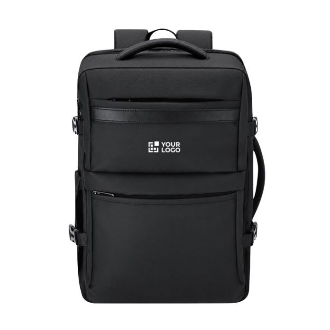 Mochila de viaje en PU con apertura 180° y múltiples bolsillos 18L