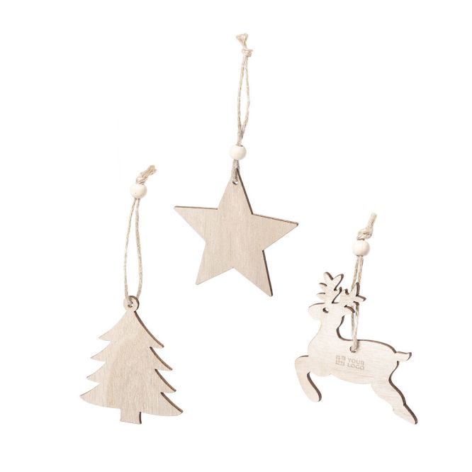 Set de adornos navideños de madera vista principal