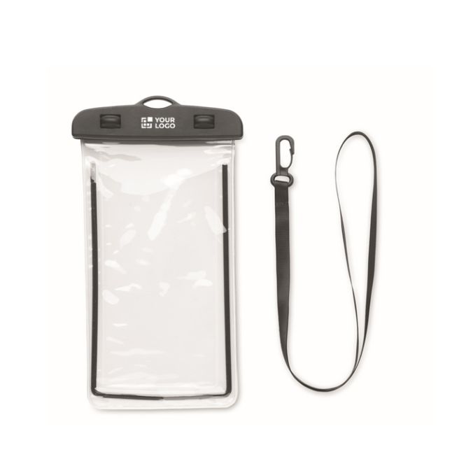 Funda impermeable transparente para teléfono con cordón ajustable y desmontable con logotipo de empresa