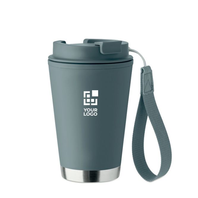 Vaso de doble pared para llevar con correa de RPET 300ml