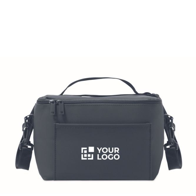 Bolsa nevera de PU con poliéster reciclado con bolsillo y correa 5.5L