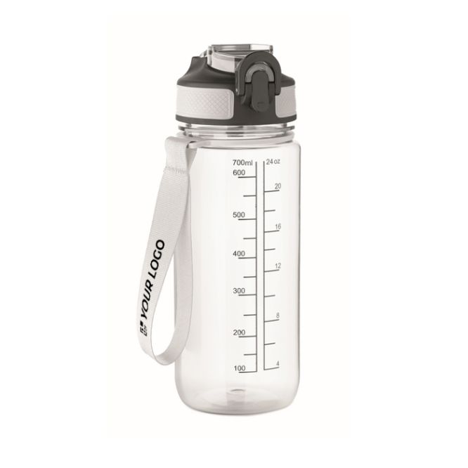 Botella de RPET antigoteo con pajita y tapa abatible 700 ml