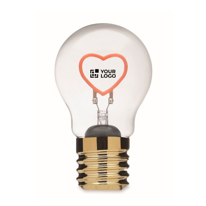 Bombilla LED decorativa con filamento en forma de corazón y pilas