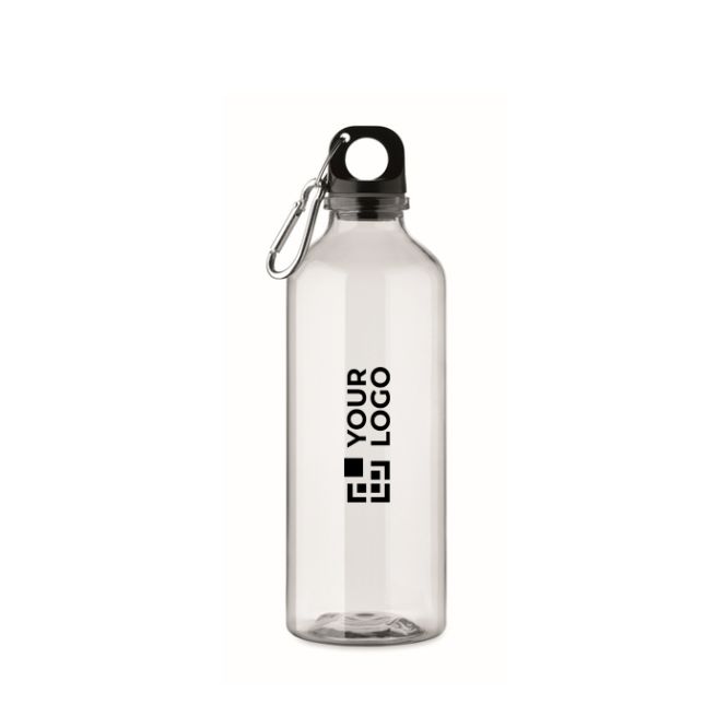 Botella translúcida de RPET con tapón y mosquetón 500 ml