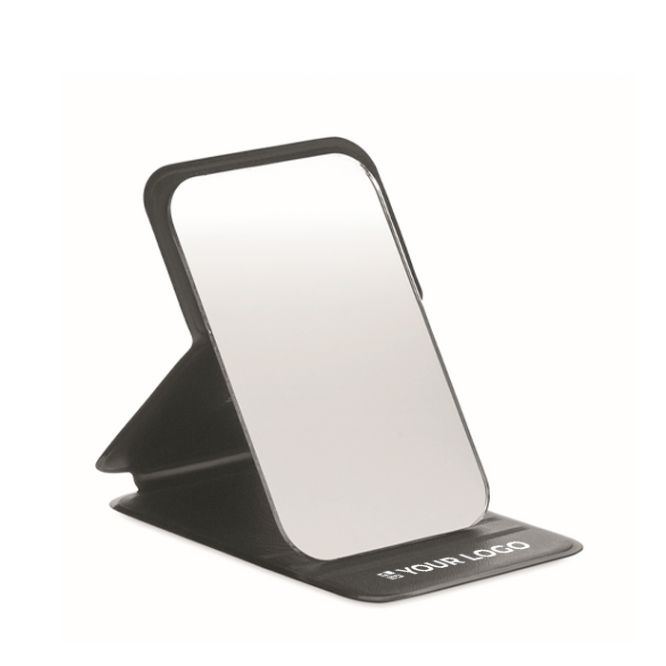 Espejo compacto de PU en estuche plegable para bolso