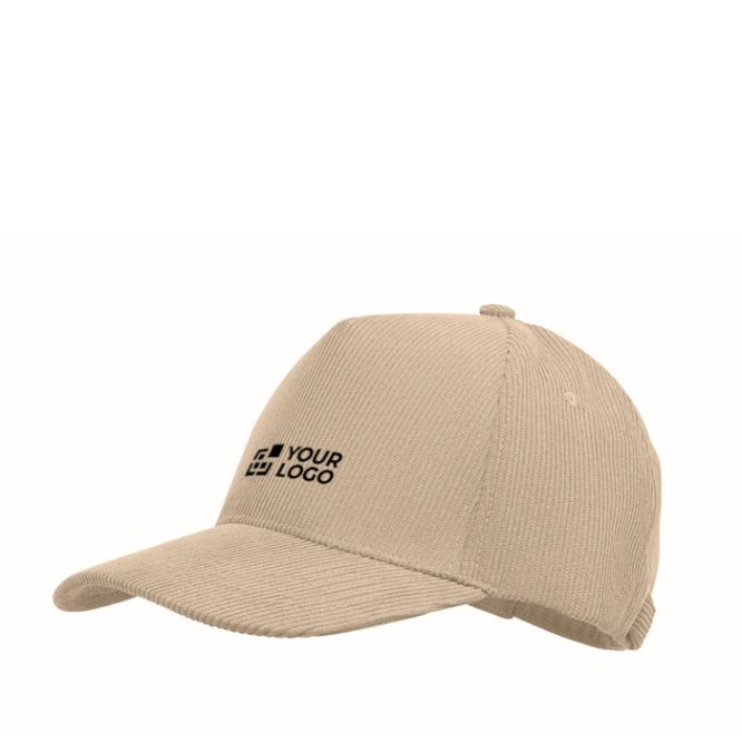Gorra de pana 5 paneles con cierre ajustable 220 g/m²