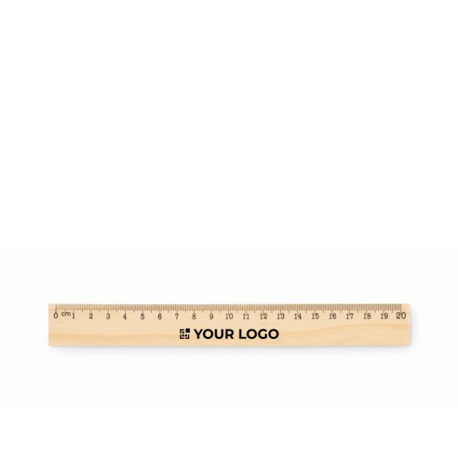 Regla de madera de pino 20 cm con doble escala impresa