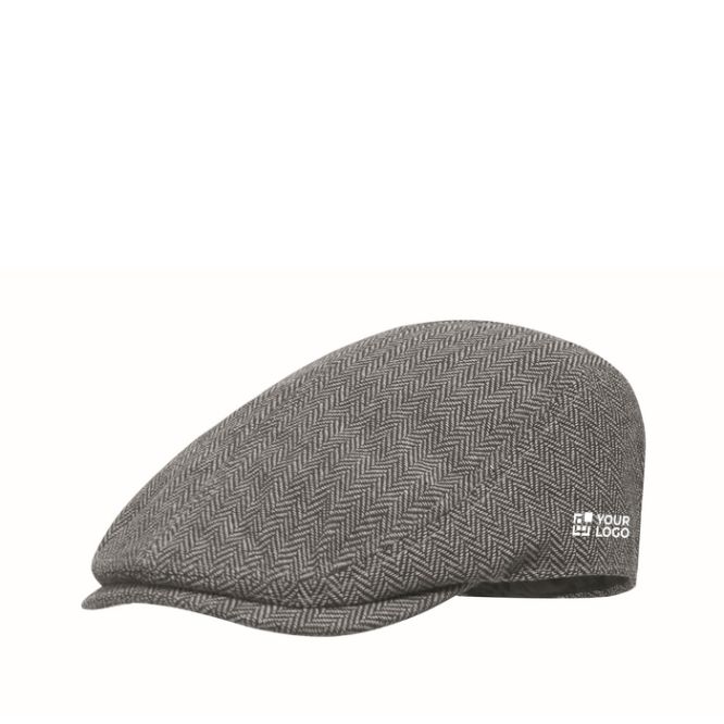 Gorra tipo boina plana de poliéster con hebilla metálica 335 g/m²