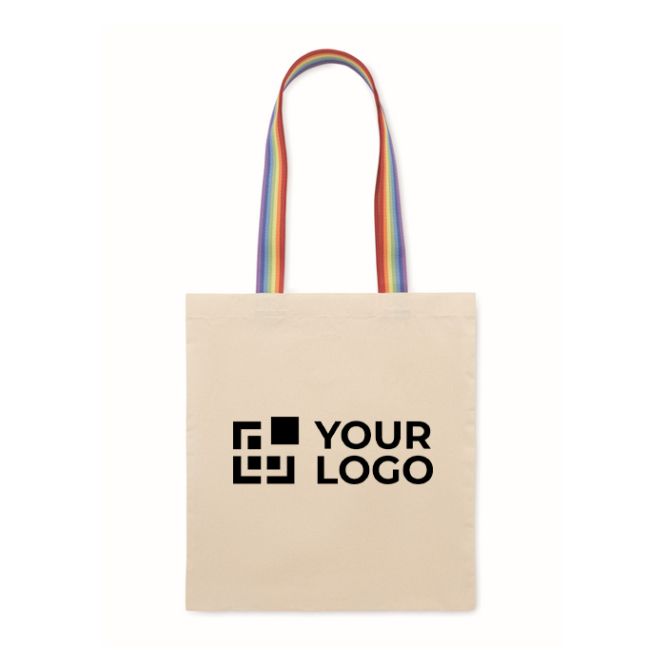 Bolsa tote bag de algodón con asas de arcoíris 180 g/m²