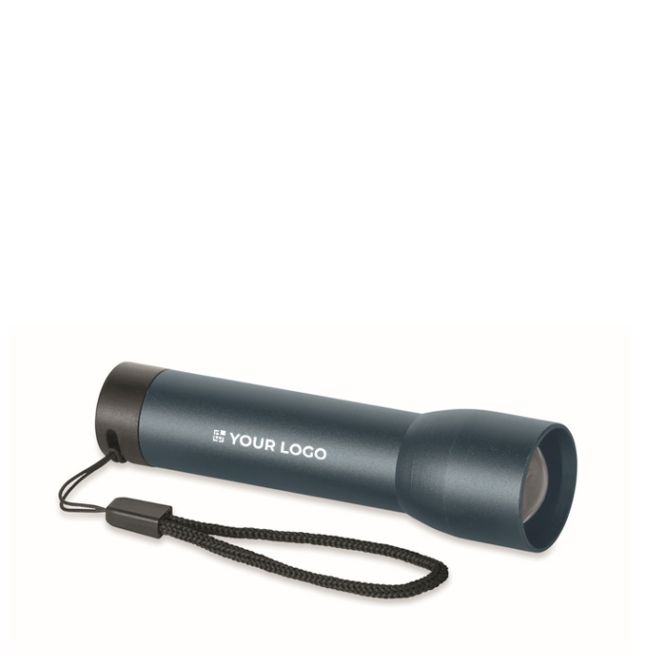 Linterna recargable de aluminio con zoom y modos de luz