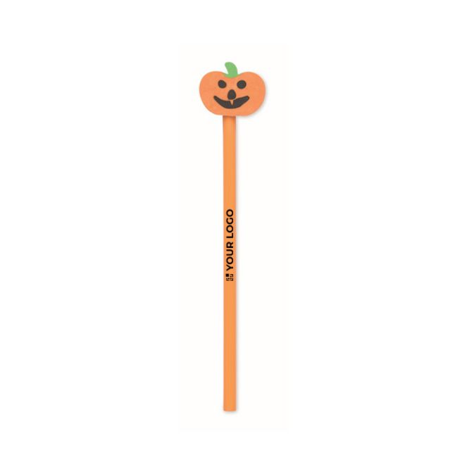 Lápiz de madera de álamo con goma de borrar en forma de calabaza