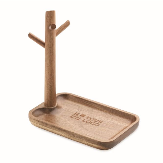 Bandeja de madera de acacia para llevar y pequeños objetos de uso diario
