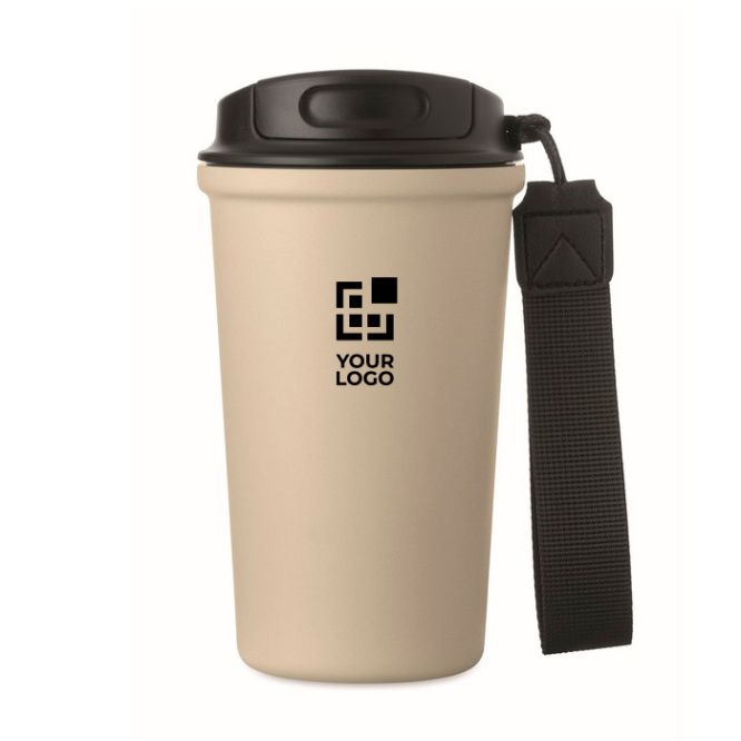Vaso térmico de acero inox. reciclado con asa y sistema antifugas 400ml