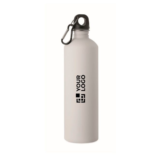 Botella de acero inox. reciclado con acabado engomado y mosquetón 750ml