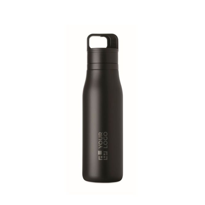 Botella térmica de acero inox. reciclado con asa y tapa fácil 500ml