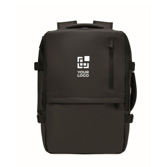 Mochila extensible de RPET 600D con compartimentos y cinta trolley 20L