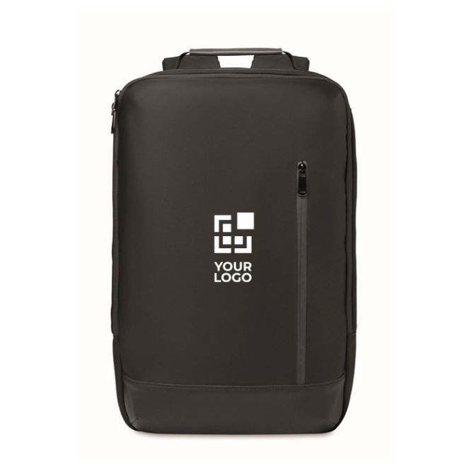 Mochila para portátil con detalles en PU y cinta para trolley 15''